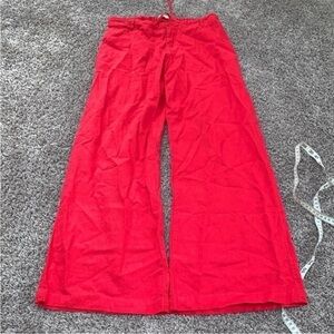 Vibrant Red Wide-Leg Pants